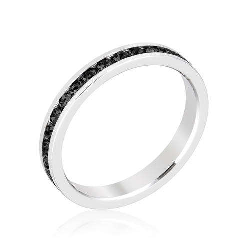Stylish Stackables with Jet Black CZ Ring  *USA IMPORT*